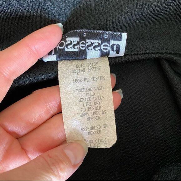 Black Vintage 90's Zip Up Bodycon Mini Dress Size 3 (4 Women's) - Picture 9 of 10